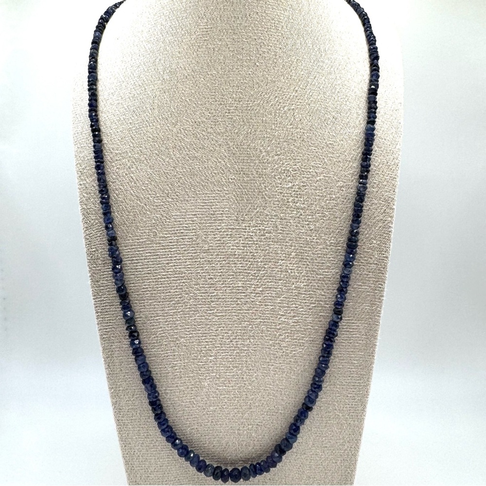 Elegant genuine, blue sapphire Beaded Necklace